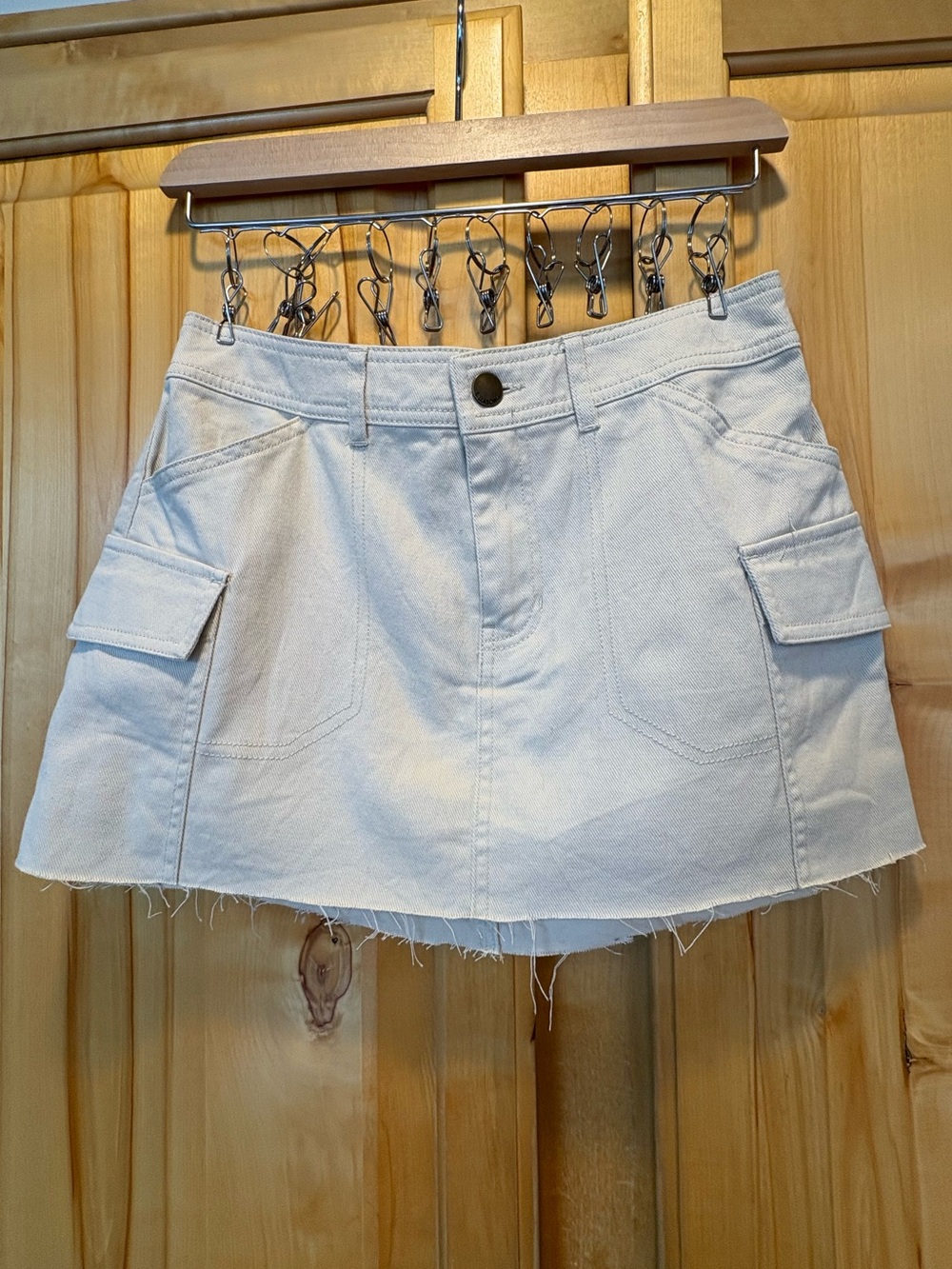 Billabong Cream Denim Mini Skirt